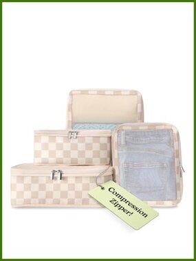 Compression Packing Cubes 4-Pack Space-Saving Travel Organizers
